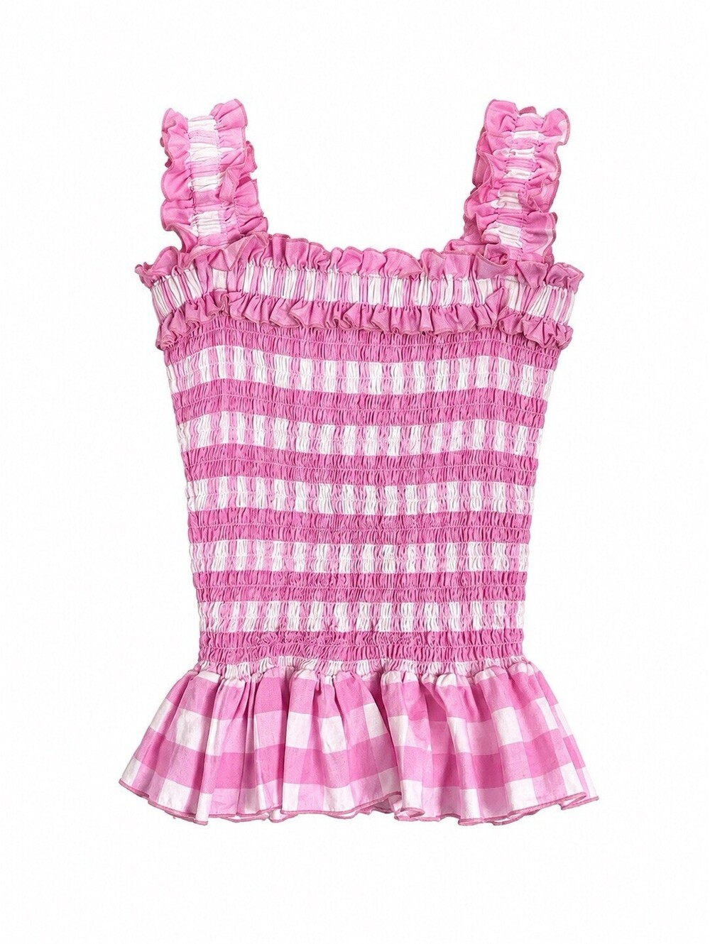Fillyboo pink gingham smocked peplum top